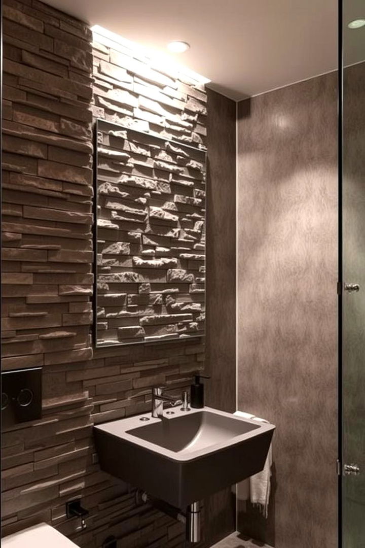 Contemporary Stone Accent Wall - 22 Stone Bathroom Ideas