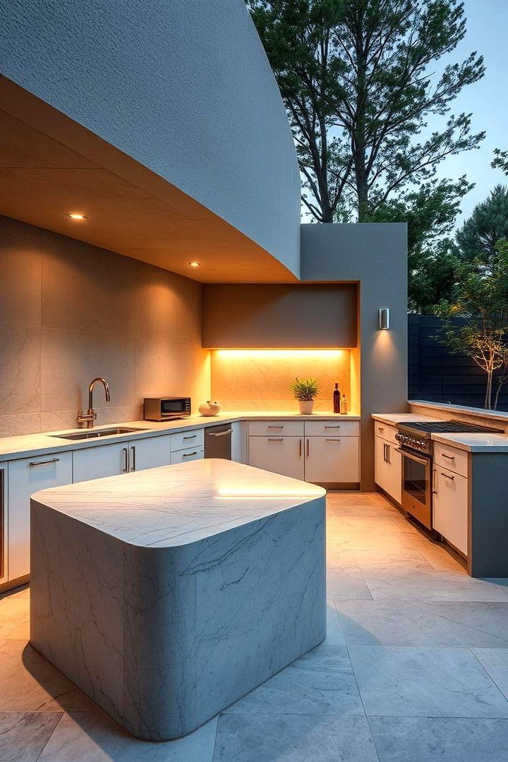 Contemporary Stone Countertop Haven - 22 Luxury Outdoor Kitchen Ideas