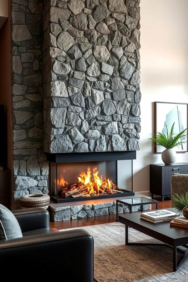 Contemporary Stone and Metal Blends - 22 Small Living Room Fireplace Ideas