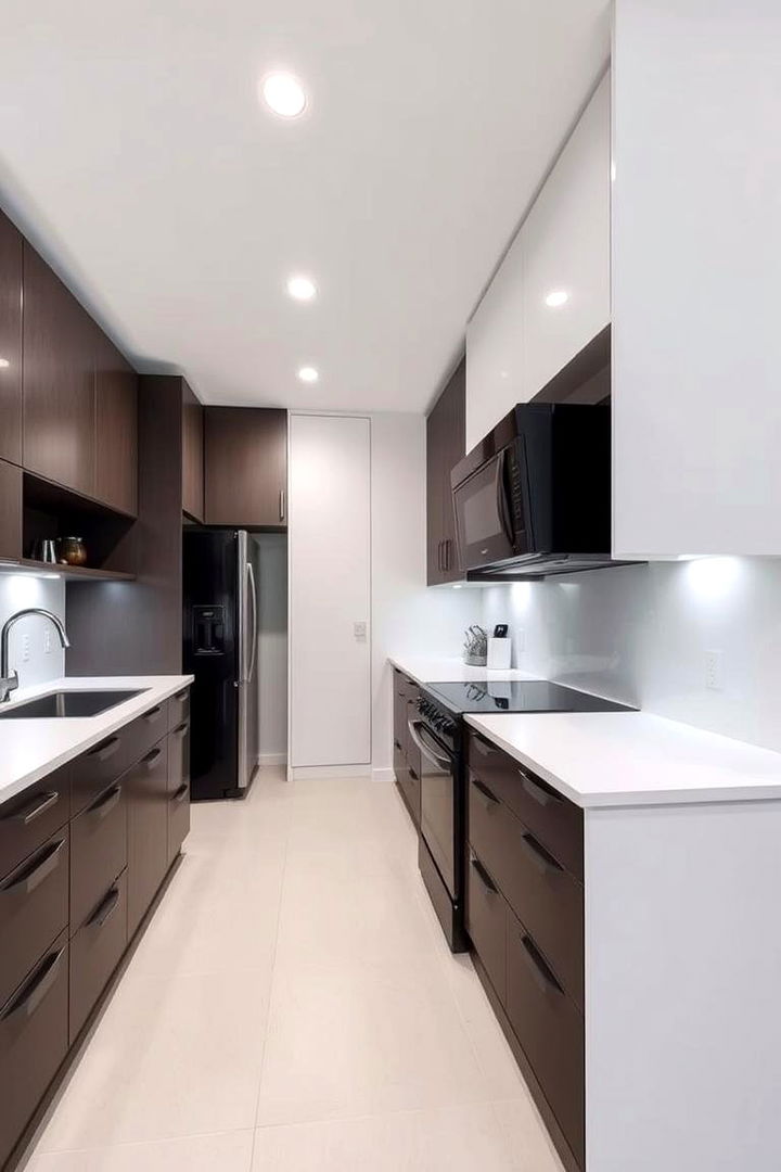 Contemporary Streamlined Layout - 22 Kitchen With Black Appliances