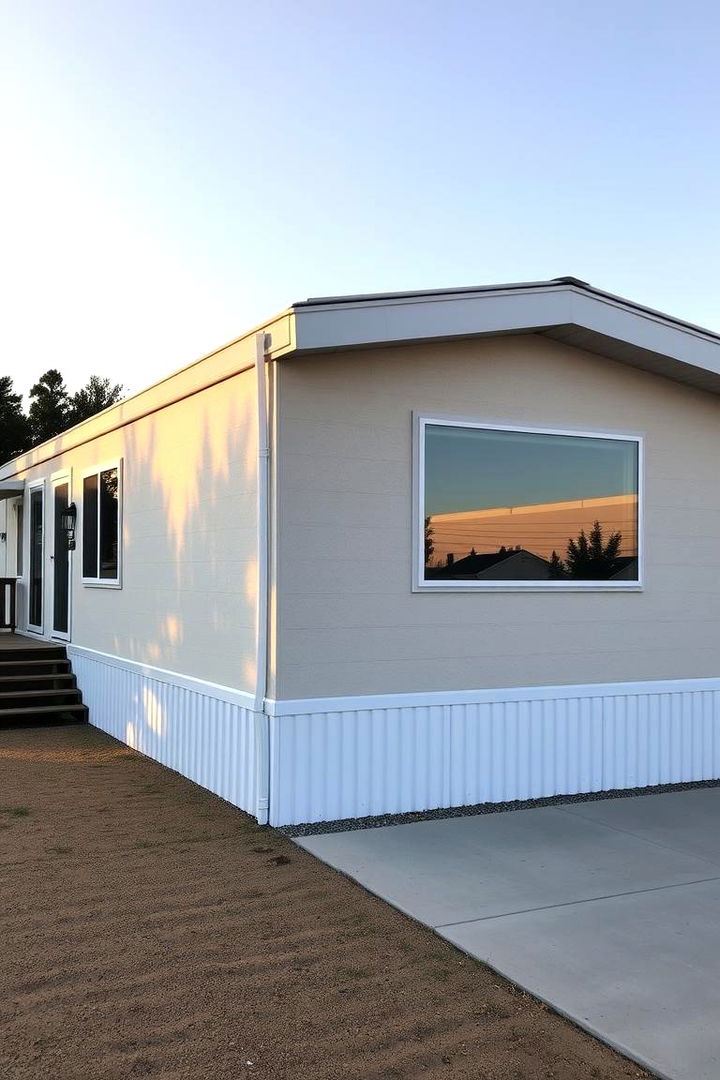 Contemporary Stucco Finish Elegance - 22 Mobile Home Siding Design Ideas