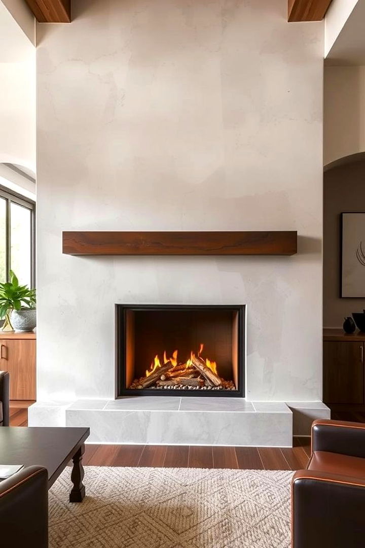 Contemporary Stucco Fusion - 22 Stucco Fireplace Ideas
