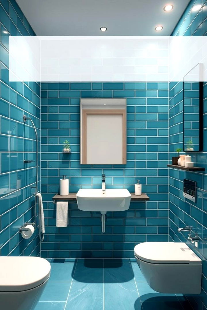 Contemporary Teal Touches - 22 Blue Tile Bathroom Ideas