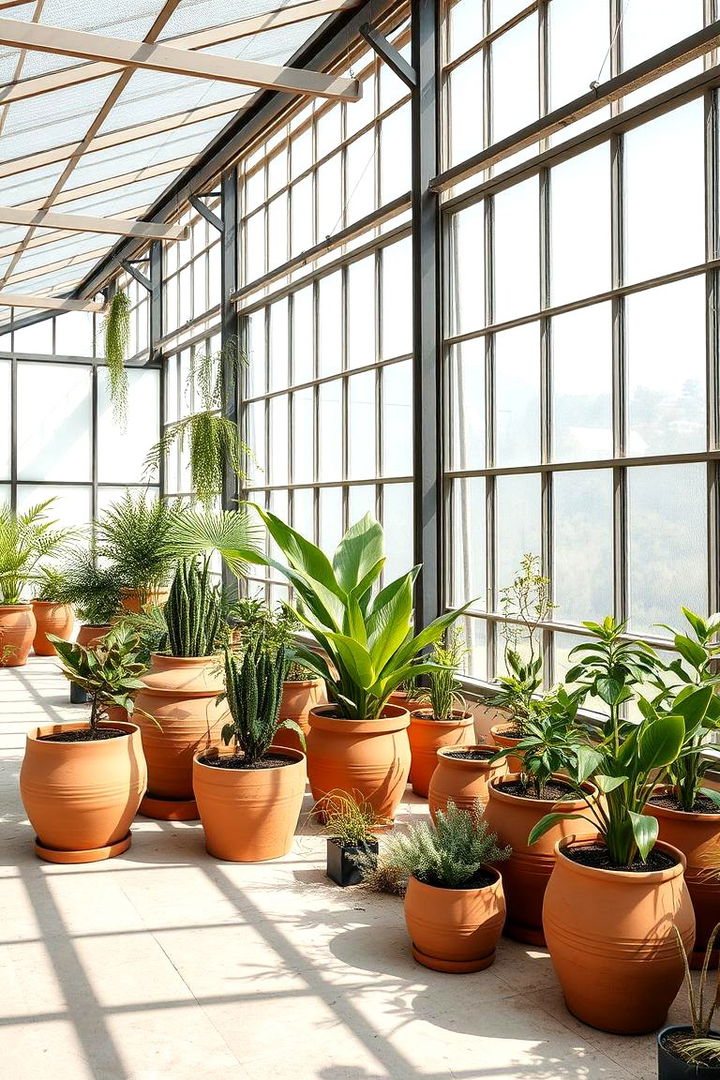 Contemporary Terra Cotta Pots - 22 Greenhouse Decor Ideas