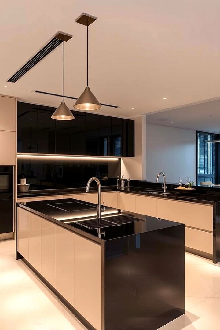 Contemporary Urban Chic - 22 kitchen with dark countertops and light cabinets