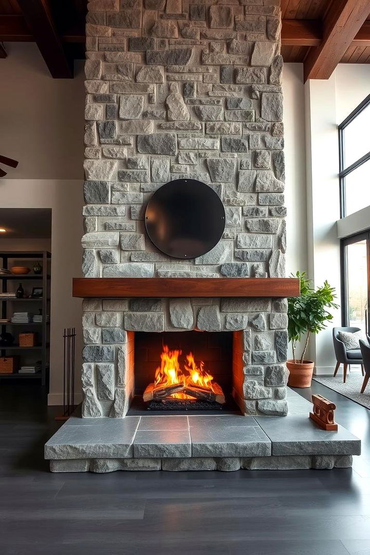 Contemporary Urban Edge - 22 Floor-to-Ceiling Stone Fireplace Ideas