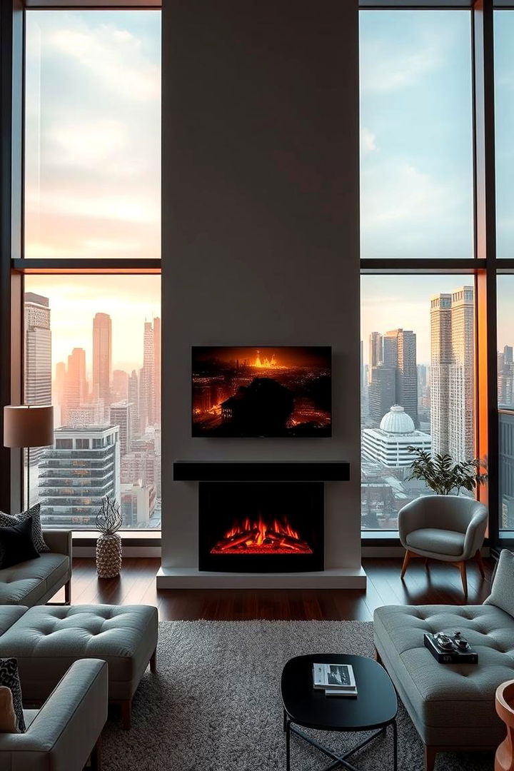Contemporary Urban Living Solutions - 22 Electric Fireplace Ideas With Tv Above