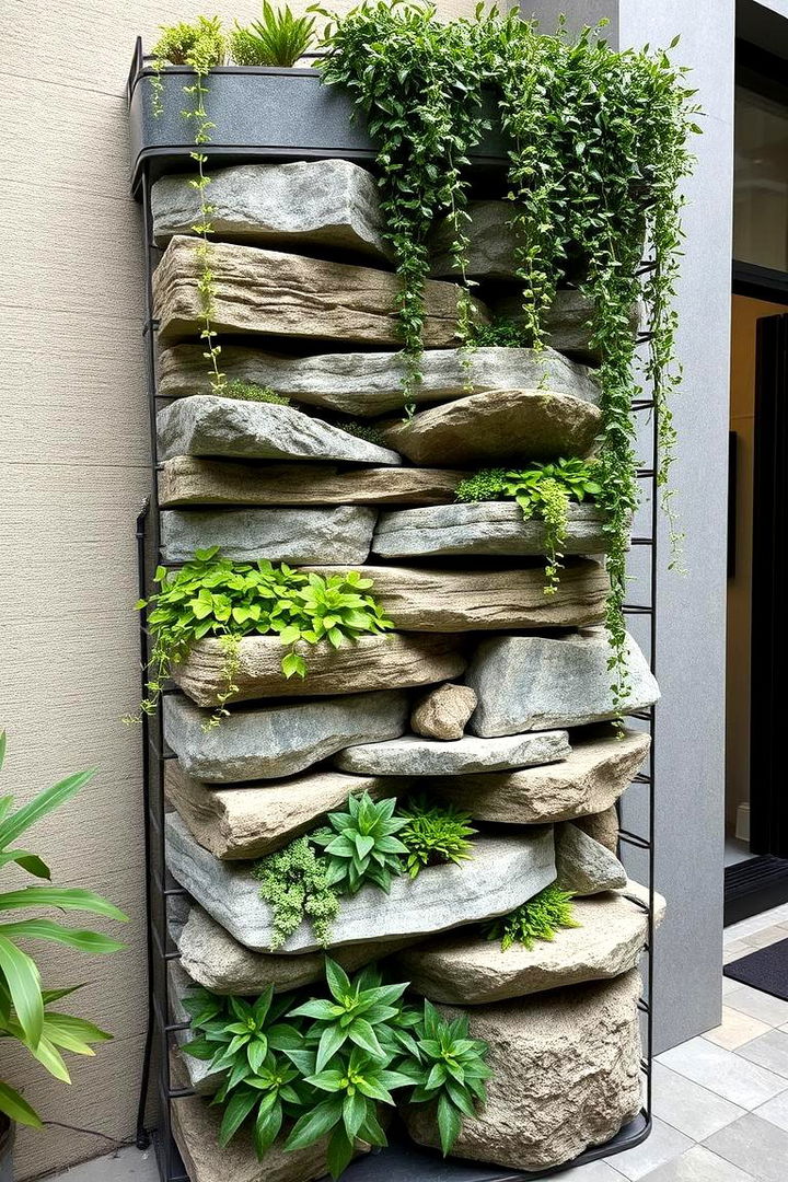 Contemporary Vertical Stone Planters - 22 Stone Garden Ideas