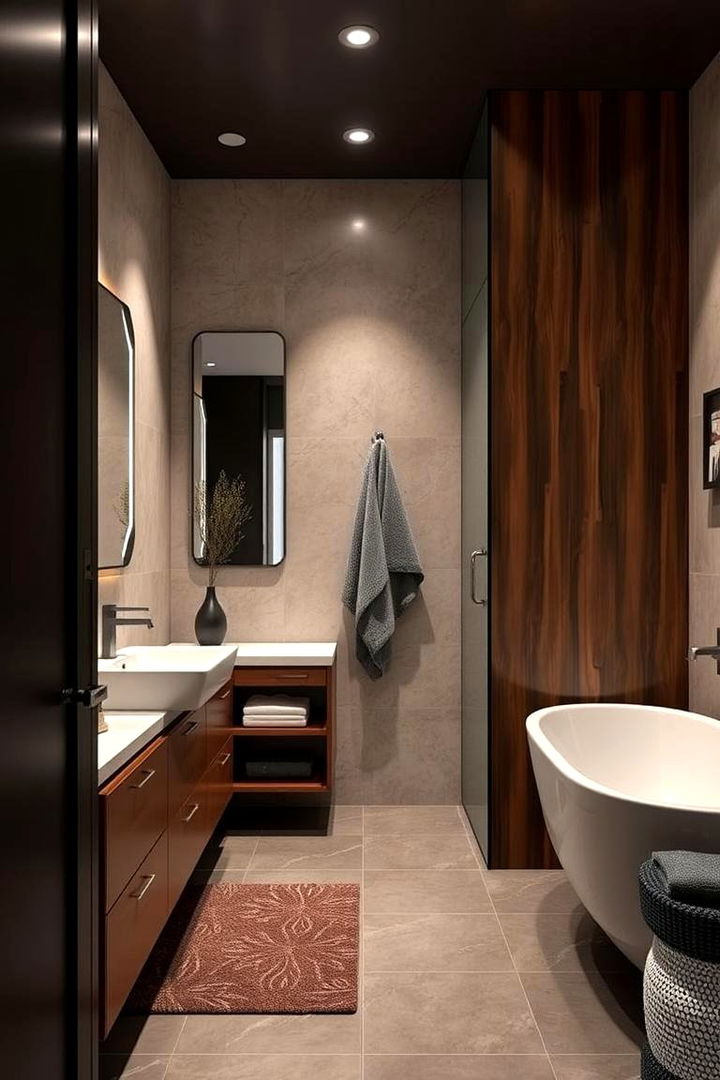 Contemporary Warmth and Contrast - 22 brown and black bathroom ideas