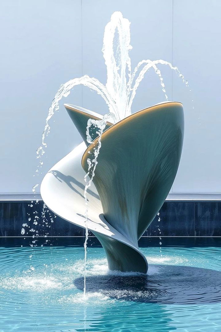 Contemporary Water Sculpture Fountain - 22 Pool Fountain Ideas
