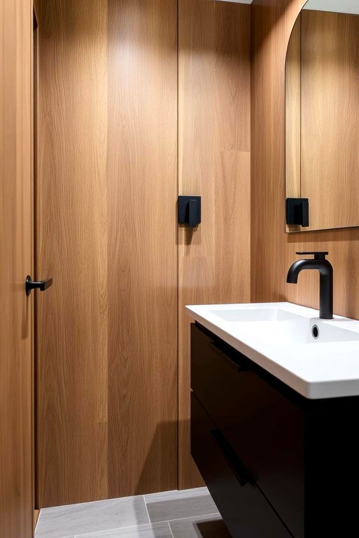 Contemporary Wood and Matte Finish - 22 brown and black bathroom ideas