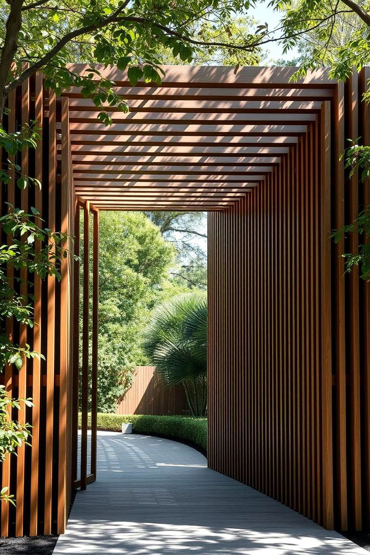 Contemporary Wooden Slatted Gateway - 22 Japanese Garden Gate Design Ideas