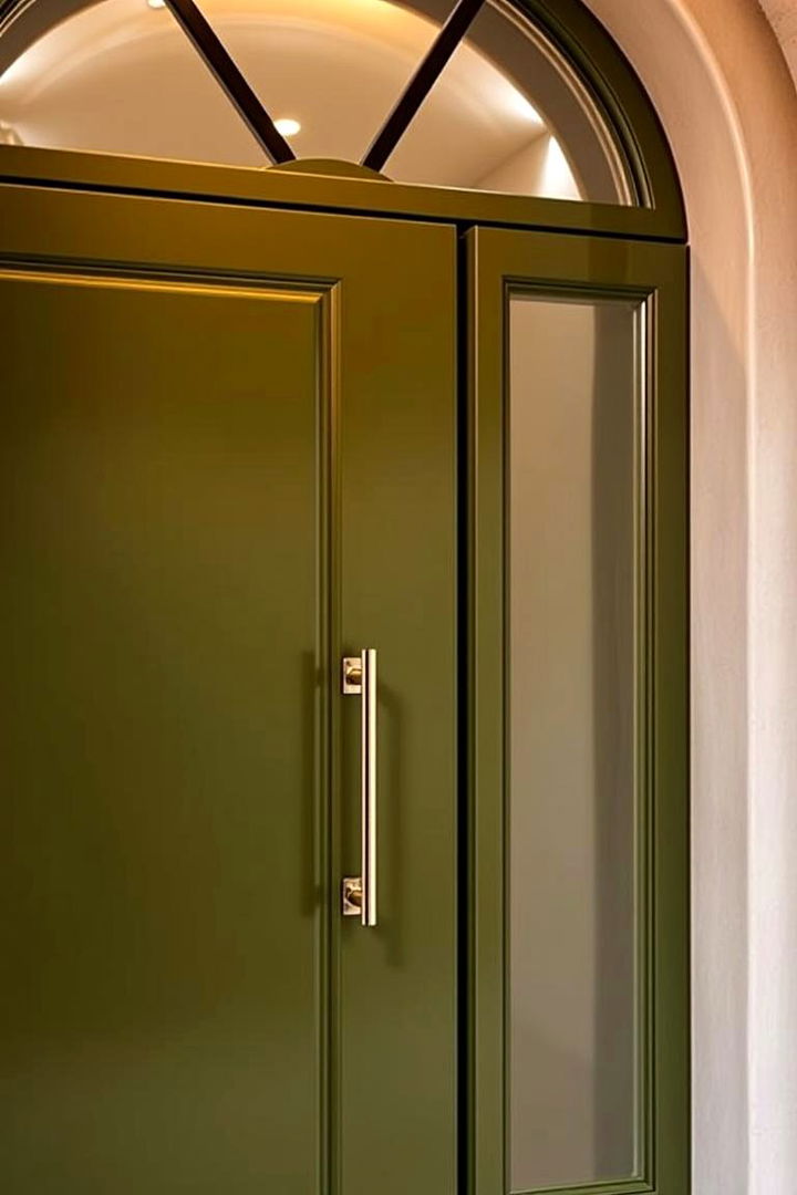 Contrasting Accents for Modern Appeal - 22 Olive Green Front Door Ideas