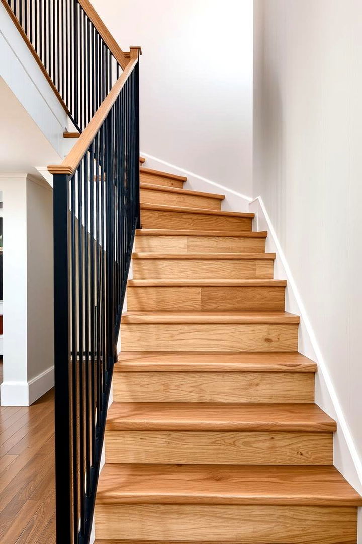 Contrasting Accents - 22 White Oak Staircase Ideas