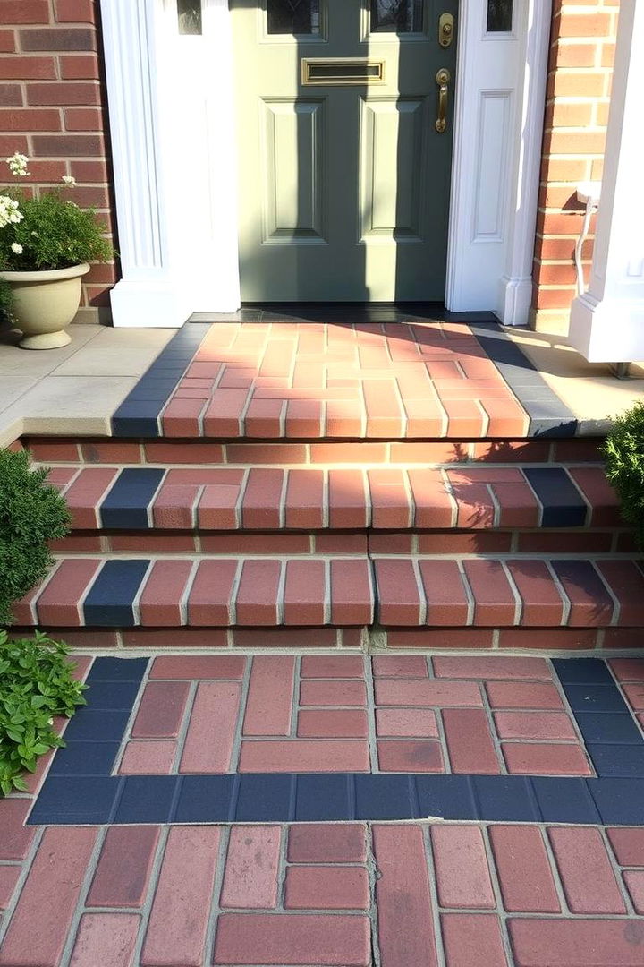 Contrasting Border Accents - 22 Brick Front Steps Design Ideas