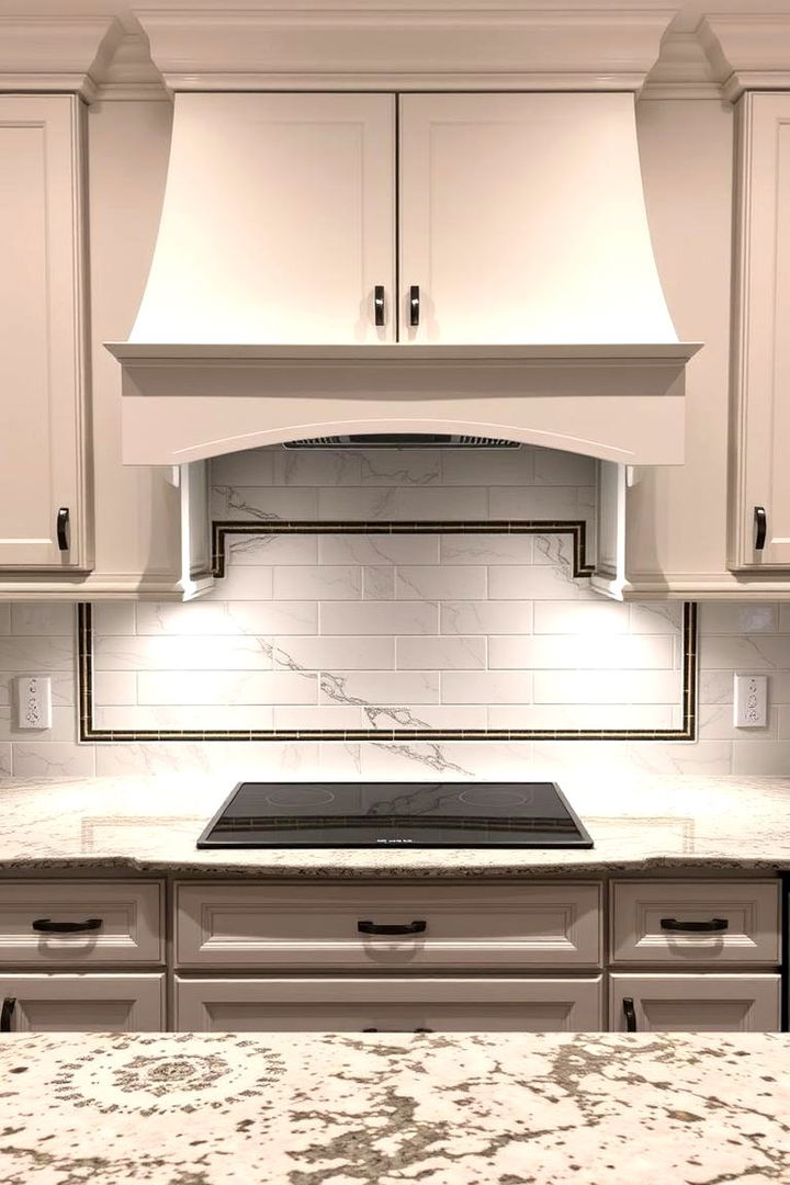 Contrasting Borders - 22 Backsplash Ideas for White Cabinets and Granite Countertops