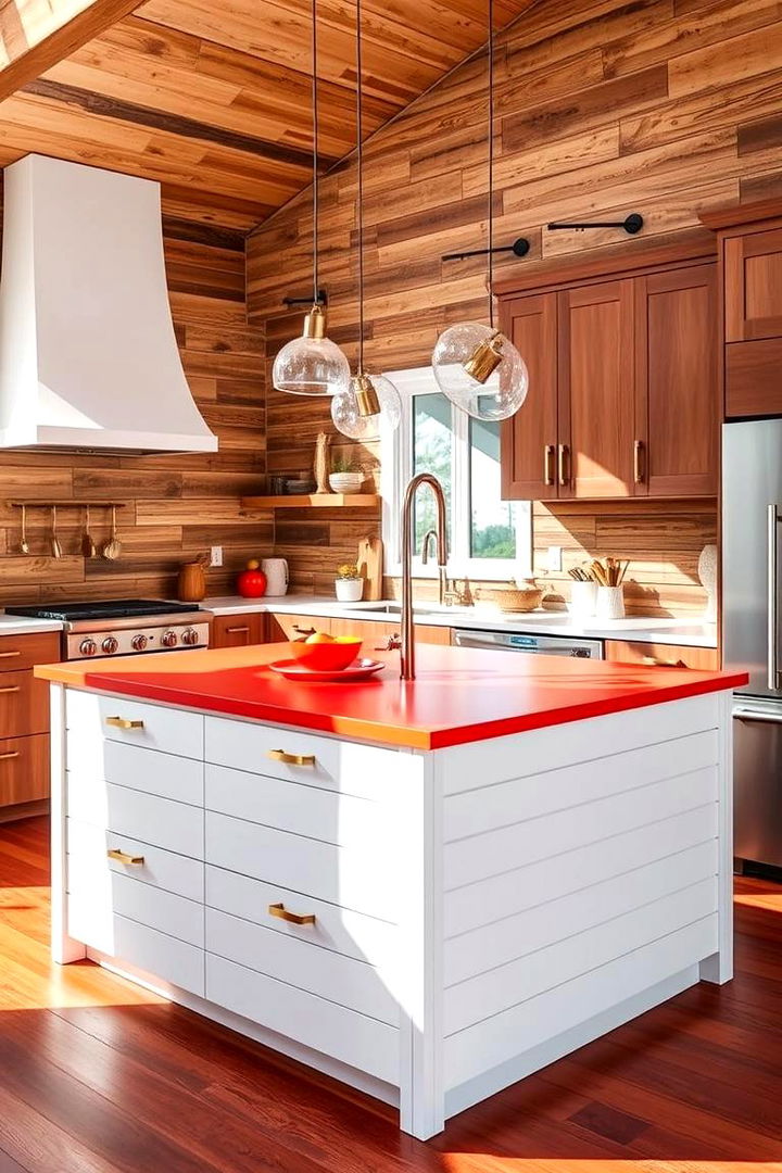Contrasting Countertop and Shiplap Fusion - 22 Shiplap Kitchen Island Ideas