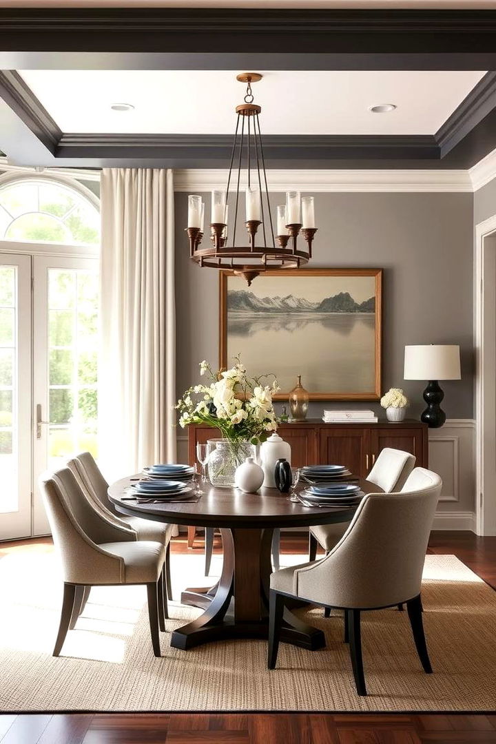 Contrasting Neutrals with Navy - 22 Navy Blue Dining Room Ideas