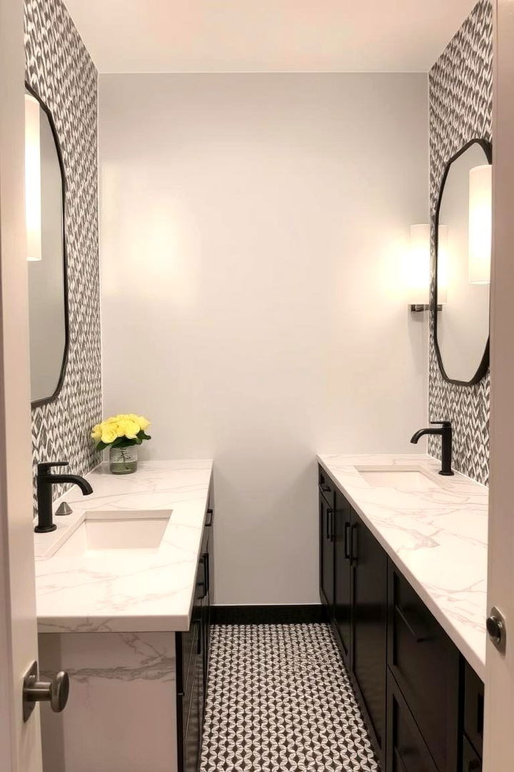 Contrasting Patterns and Textures - 22 Jack and Jill Bathroom Ideas