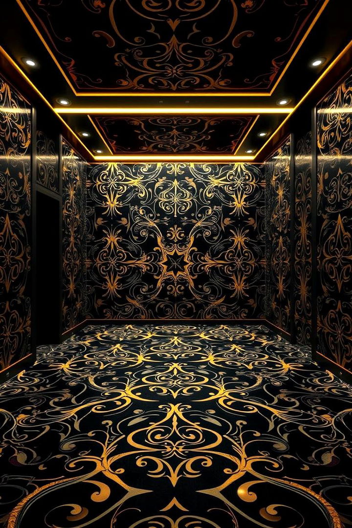 Contrasting Patterns with Black and Gold - 22 Black and Gold Bathroom Ideas