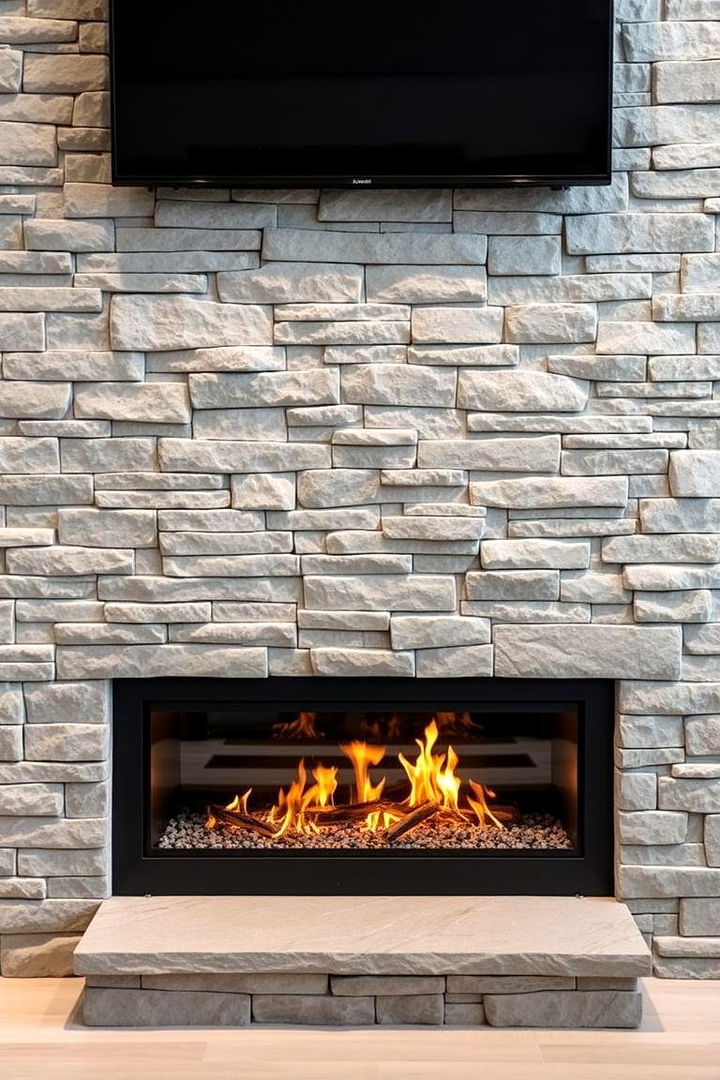 Contrasting Textures for Depth - 22 Linear Fireplace Ideas With Tv Above