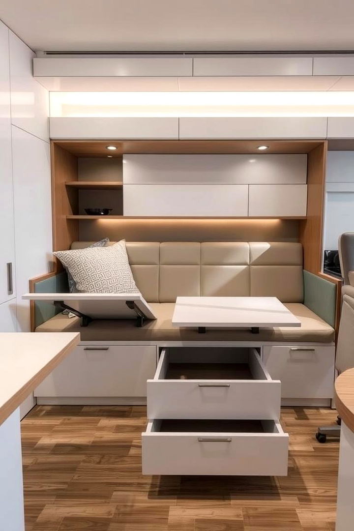 Convertible Banquette with Hidden Compartments - 22 Banquette Seating Ideas
