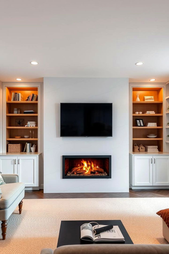 Convertible Designs for Flexibility - 22 Basement Fireplace Ideas