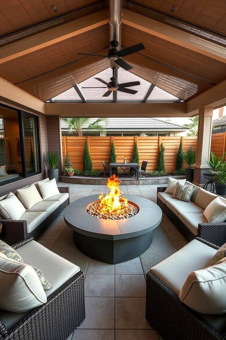 Convertible Indoor Outdoor Space - 22 Sunken Fire Pit Ideas