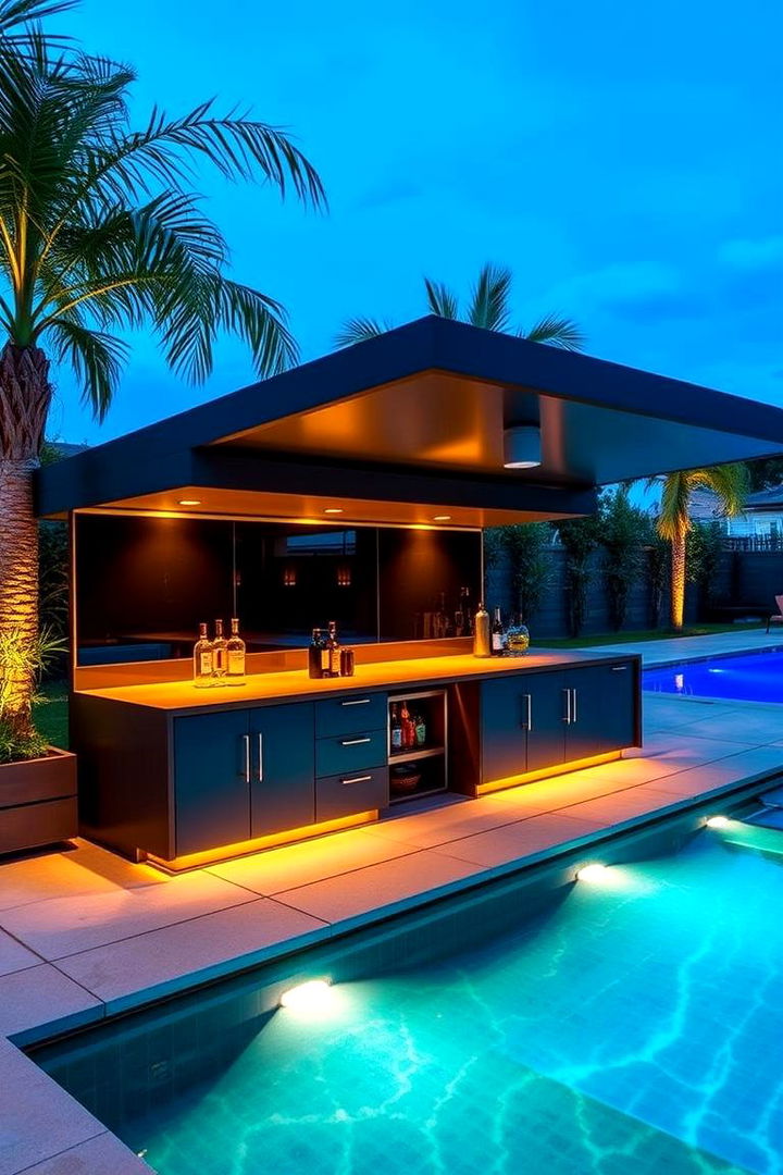 Convertible Outdoor Bar with Built In Storage - 22 Pool Storage Ideas