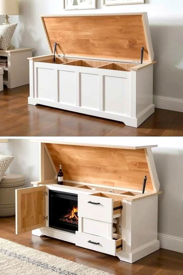 Convertible Storage Fireplace Benches - 22 Fireplace Bench Ideas