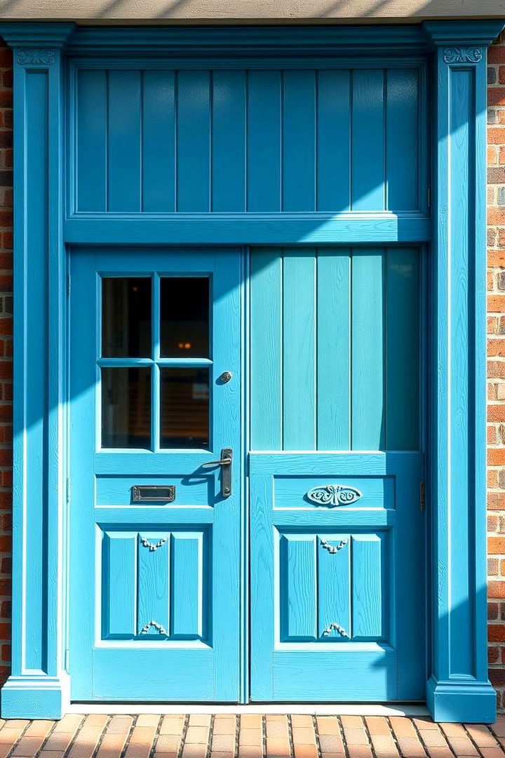 Cool Blue Vinyl with Textured Brick - 22 Vinyl Siding and Brick Combinations