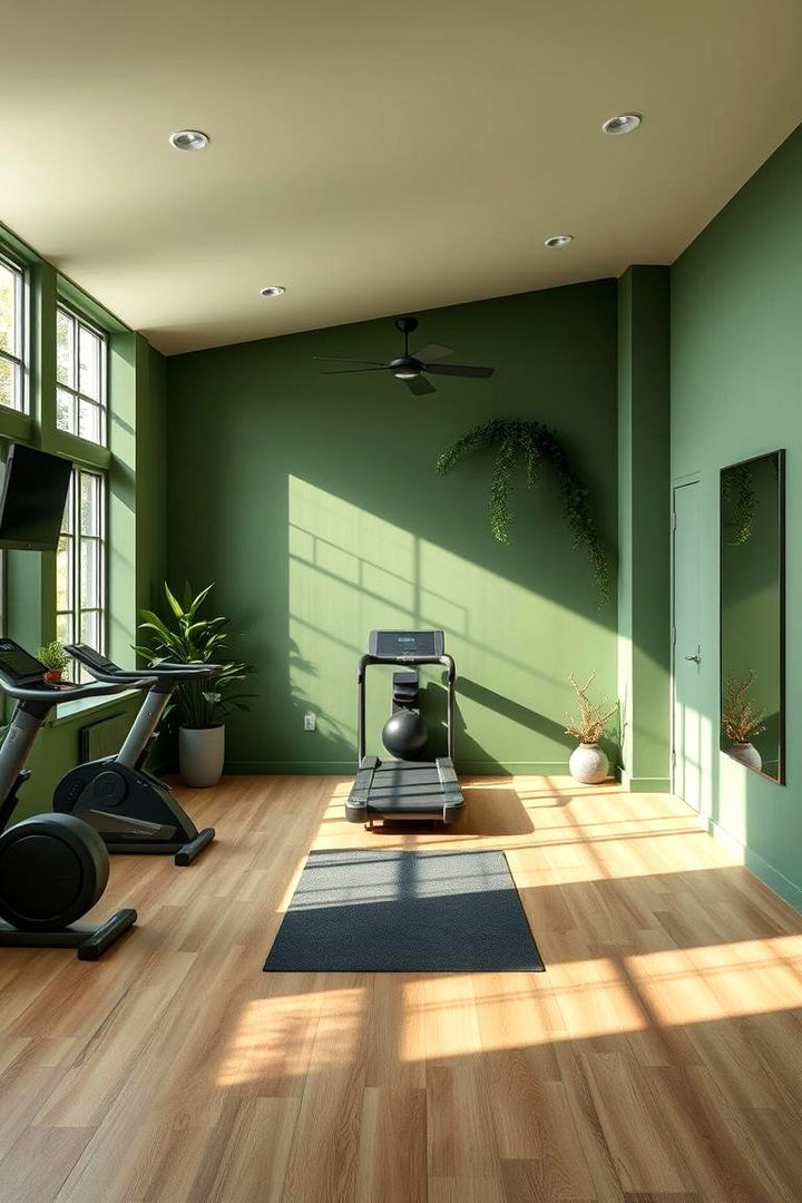 Cool Green Tranquility in Home Gyms - 22 Monochromatic Color Schemes for Rooms