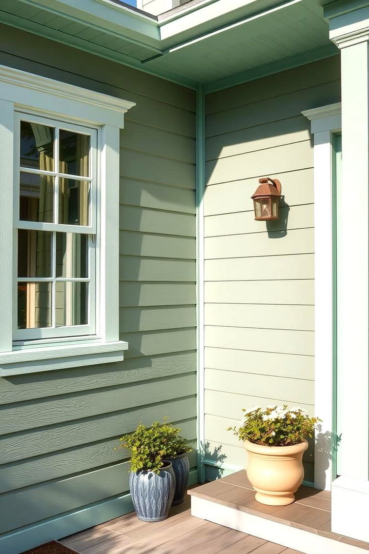 Cool Mint Touch - 22 Exterior House Color Schemes With Sage Green Siding