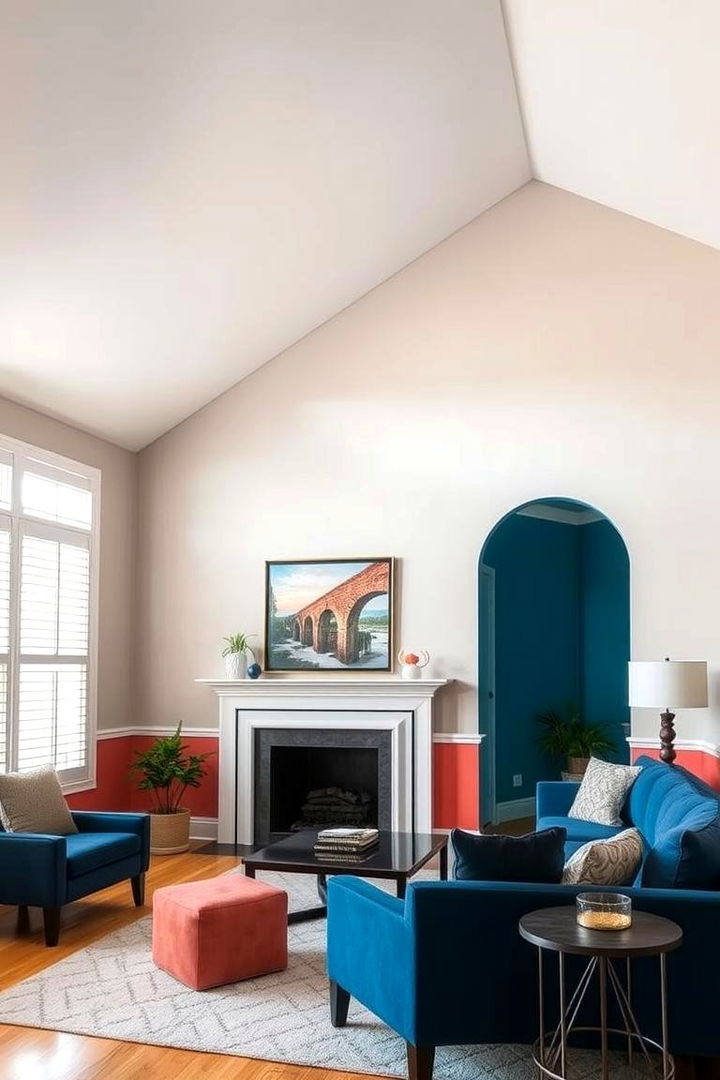 Coordinated Color Palette - 22 Open Concept Vaulted Ceiling Living Room Ideas