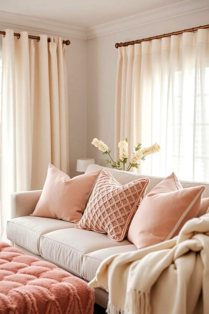 Coordinated Pastel Textiles - 22 Pastel Living Room Ideas