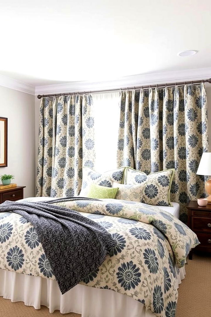 Coordinated Patterns with Bedding - 22 Bedroom Curtain Ideas