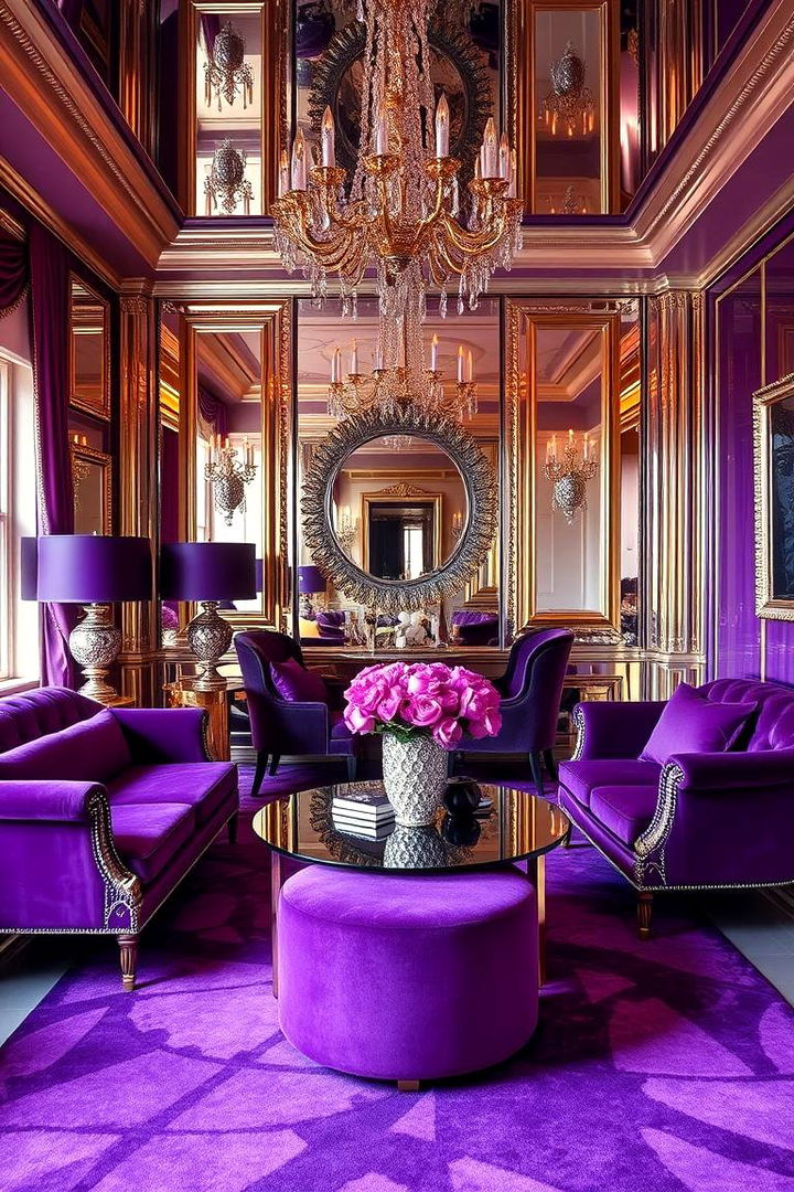 Coordinated Purple and Metallic Finishes - 22 Purple Living Room Ideas