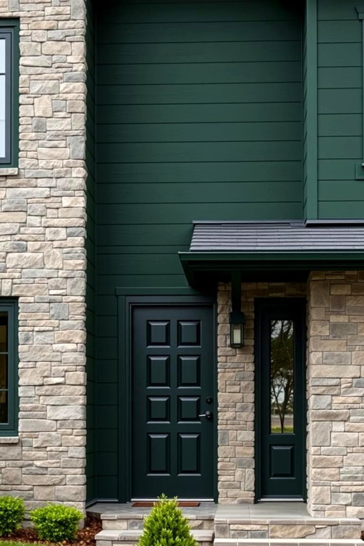 Coordinated Stonework Blend - 22 Dark Green Exterior Paint Color Schemes