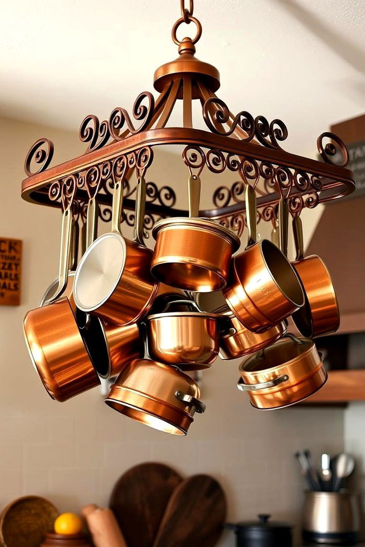 Copper Pot Rack Display - 22 Mexican Kitchen Ideas