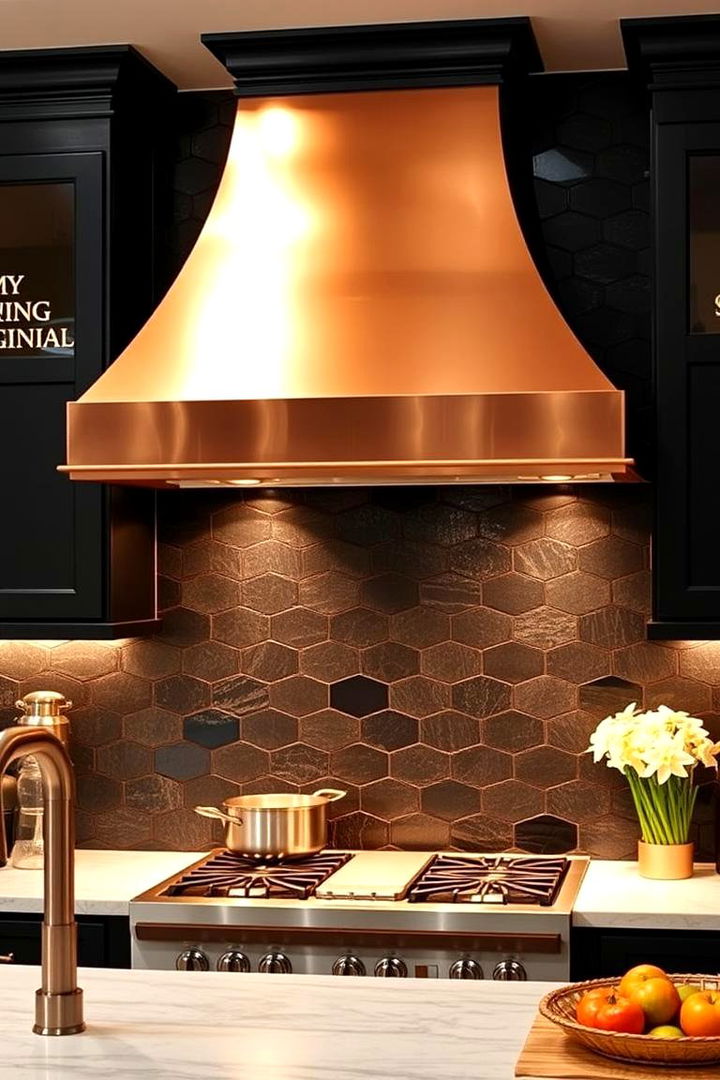 Copper Range Hood Statements - 22 black and copper kitchen ideas