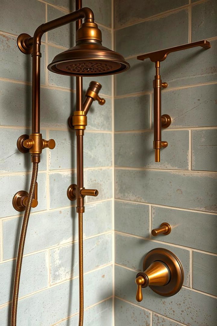 Copper and Bronze Fixtures - 22 Rustic Walk-in Shower Ideas