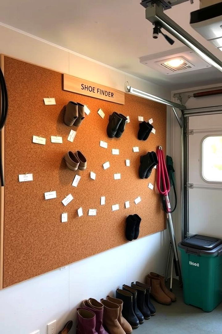 Cork Board Shoe Finder - 22 Garage Shoe Storage Ideas