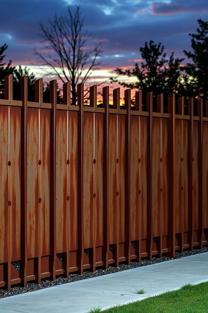 Corten Steel Accent Fence - 22 Small Garden Fence Ideas