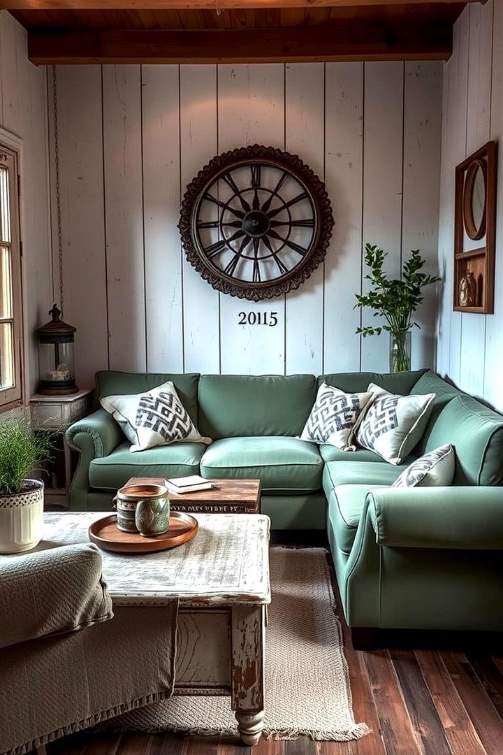 Cosy Seating Nook - 22 Rustic Sage Green Living Room Ideas