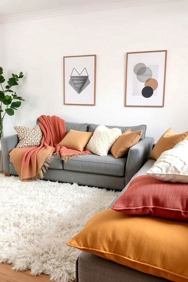 Cosy Texture Layers - 22 Grey Couch Living Room Ideas