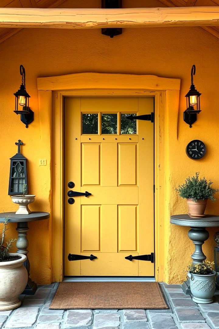 Country Cottage Mustard Entrance - 22 Mustard Yellow Front Door Ideas