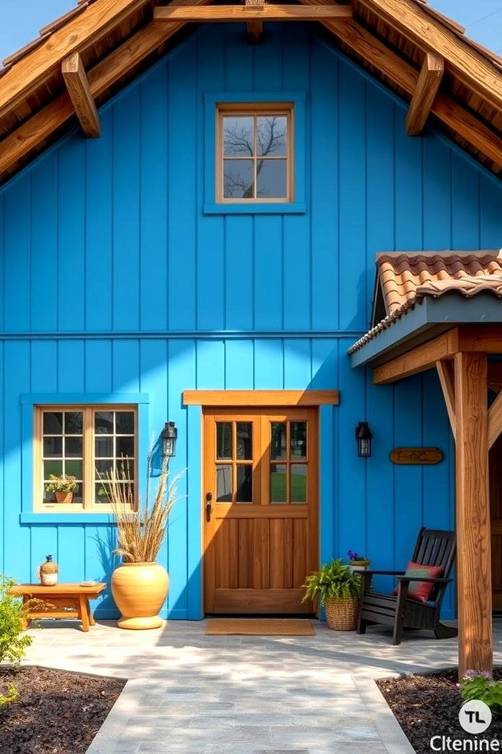 Country Escape - 22 blue exterior home with a brown roof ideas