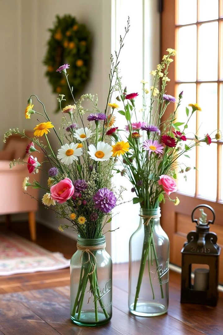 Country Floral Arrangements - 22 Farmhouse Entryway Ideas
