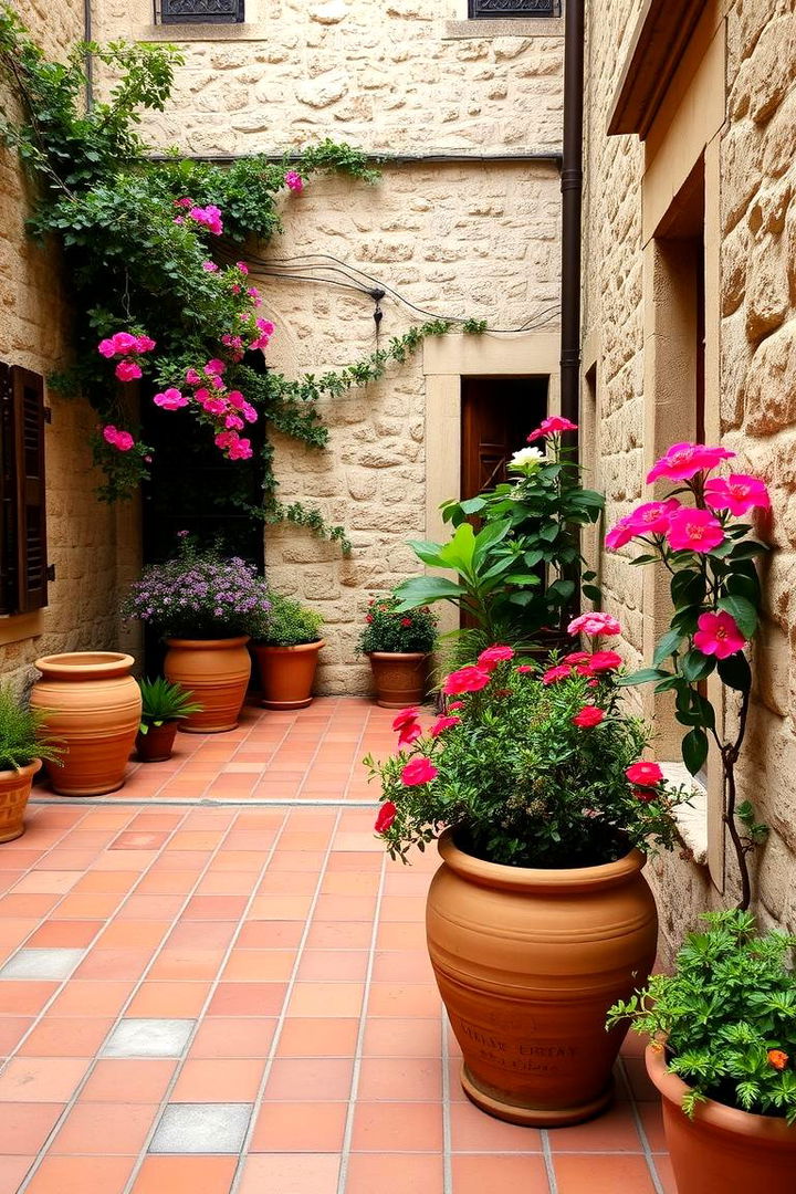 Courtyard with Terracotta Decor - 22 Greek Garden Ideas