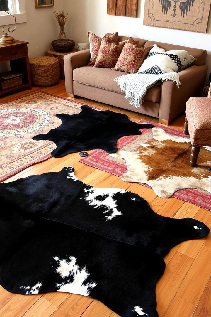 Cowhide and Navajo Rugs - 22 Southwest Living Room Ideas